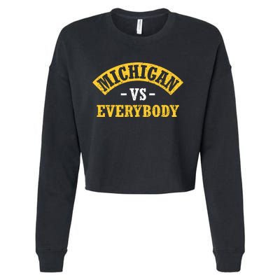 Michigan Verss Everybody Go Blue Cropped Pullover Crew