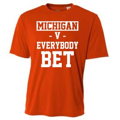 Michigan V Everybody Bet Football Fan Cooling Performance Crew T-Shirt