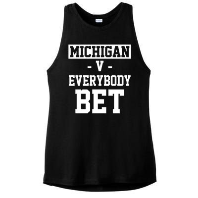 Michigan V Everybody Bet Football Fan Ladies PosiCharge Tri-Blend Wicking Tank