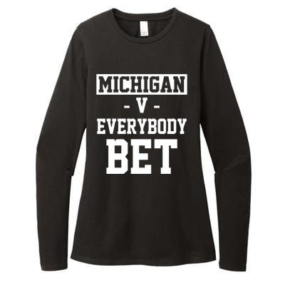 Michigan V Everybody Bet Football Fan Womens CVC Long Sleeve Shirt