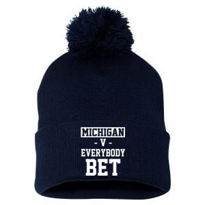 Michigan V Everybody Bet Football Fan Pom Pom 12in Knit Beanie