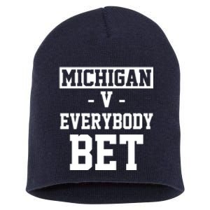 Michigan V Everybody Bet Football Fan Short Acrylic Beanie