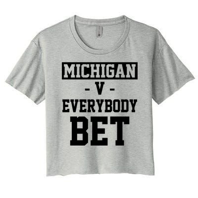 Michigan V Everybody Bet Football Fan Women's Crop Top Tee