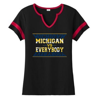 Michigan Versus Everybody Sports College Football Fan Ladies Halftime Notch Neck Tee