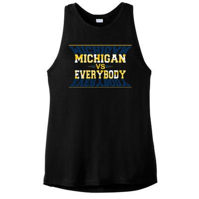 Michigan Versus Everybody Sports College Football Fan Ladies PosiCharge Tri-Blend Wicking Tank