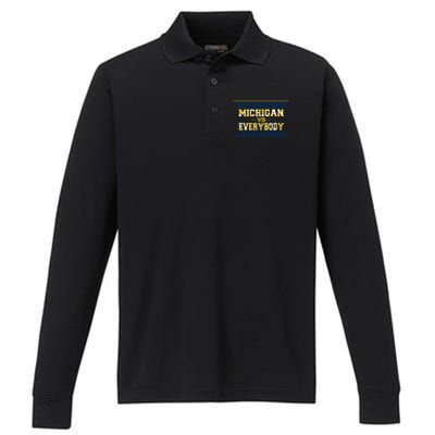 Michigan Versus Everybody Sports College Football Fan Performance Long Sleeve Polo