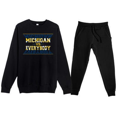 Michigan Versus Everybody Sports College Football Fan Premium Crewneck Sweatsuit Set