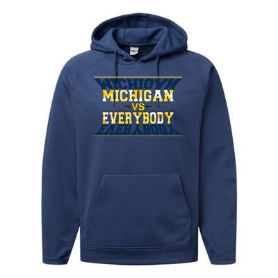 Michigan Versus Everybody Sports College Football Fan Performance Fleece Hoodie