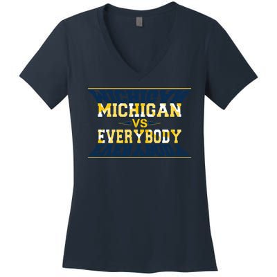 Michigan Versus Everybody Sports College Football Fan Women's V-Neck T-Shirt