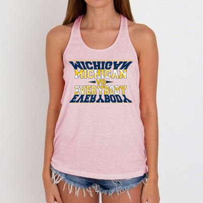 Michigan Versus Everybody Sports College Football Fan Women's Knotted Racerback Tank