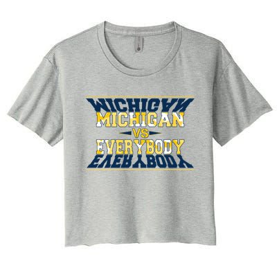 Michigan Versus Everybody Sports College Football Fan Women's Crop Top Tee