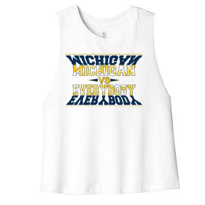 Michigan Versus Everybody Sports College Football Fan Women's Racerback Cropped Tank