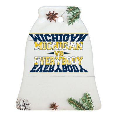 Michigan Versus Everybody Sports College Football Fan Ceramic Bell Ornament