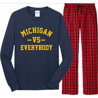 Michigan Vs Everyone Everybody Quote Long Sleeve Pajama Set