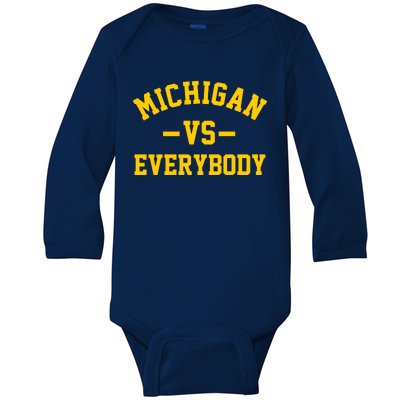 Michigan Vs Everyone Everybody Quote Baby Long Sleeve Bodysuit