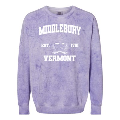 Middlebury Vermont Est 1761 Varsity Logo Colorblast Crewneck Sweatshirt