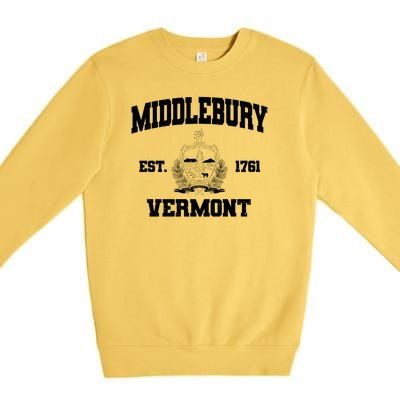 Middlebury Vermont Est 1761 Varsity Logo Premium Crewneck Sweatshirt