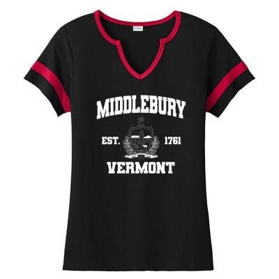 Middlebury Vermont Est 1761 Varsity Logo Ladies Halftime Notch Neck Tee