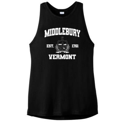 Middlebury Vermont Est 1761 Varsity Logo Ladies PosiCharge Tri-Blend Wicking Tank