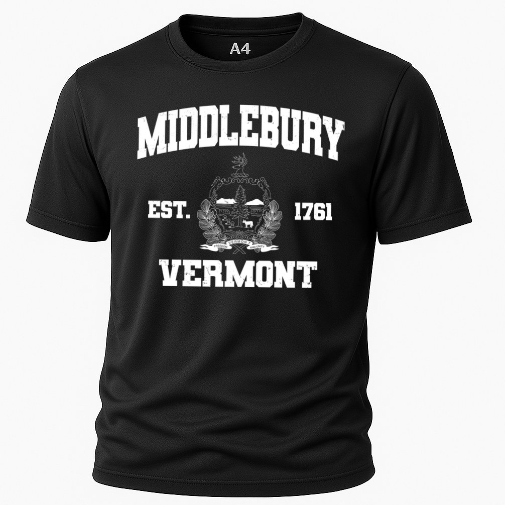 Middlebury Vermont Est 1761 Varsity Logo Cooling Performance Crew T-Shirt