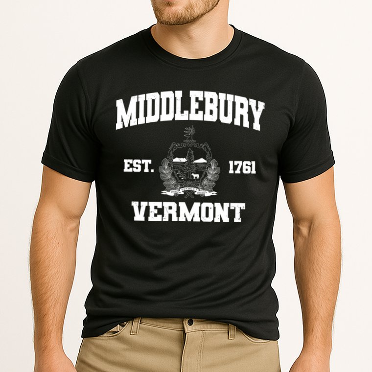 Middlebury Vermont Est 1761 Varsity Logo Cooling Performance Crew T-Shirt