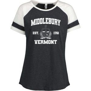 Middlebury Vermont Est 1761 Varsity Logo Enza Ladies Jersey Colorblock Tee