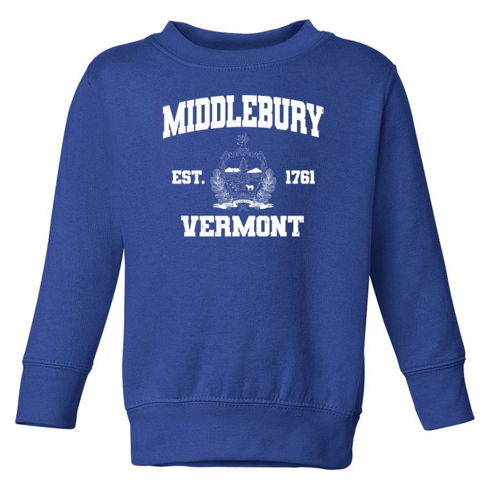 Middlebury Vermont Est 1761 Varsity Logo Toddler Sweatshirt