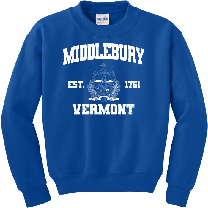 Middlebury Vermont Est 1761 Varsity Logo Kids Sweatshirt