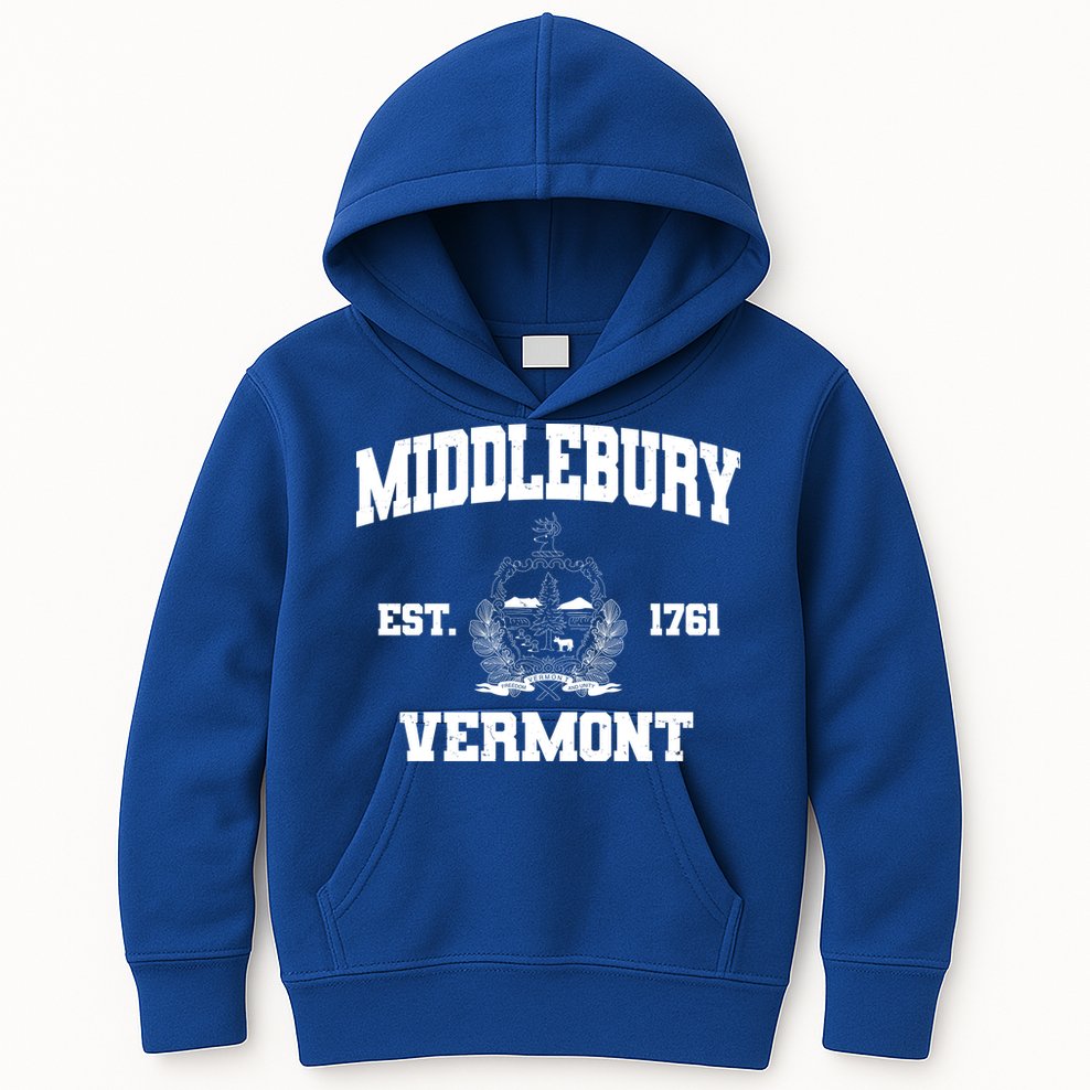 Middlebury Vermont Est 1761 Varsity Logo Kids Hoodie