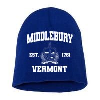 Middlebury Vermont Est 1761 Varsity Logo Short Acrylic Beanie