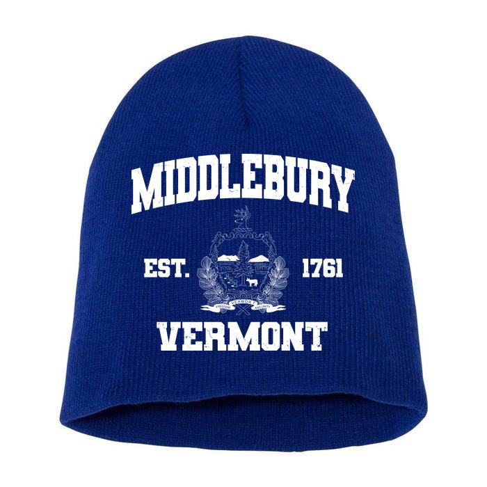 Middlebury Vermont Est 1761 Varsity Logo Short Acrylic Beanie