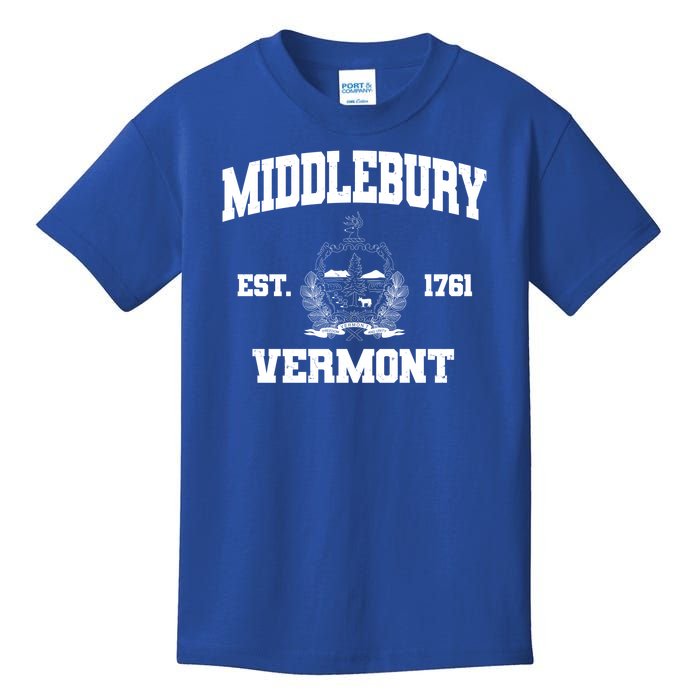 Middlebury Vermont Est 1761 Varsity Logo Kids T-Shirt