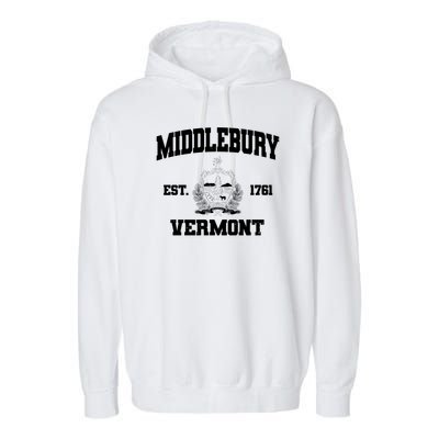 Middlebury Vermont Est 1761 Varsity Logo Garment-Dyed Fleece Hoodie