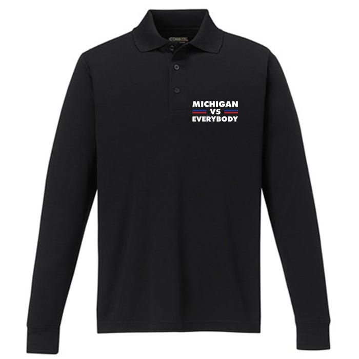 Michigan Vs Everybody Retro Performance Long Sleeve Polo