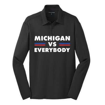 Michigan Vs Everybody Retro Silk Touch Performance Long Sleeve Polo