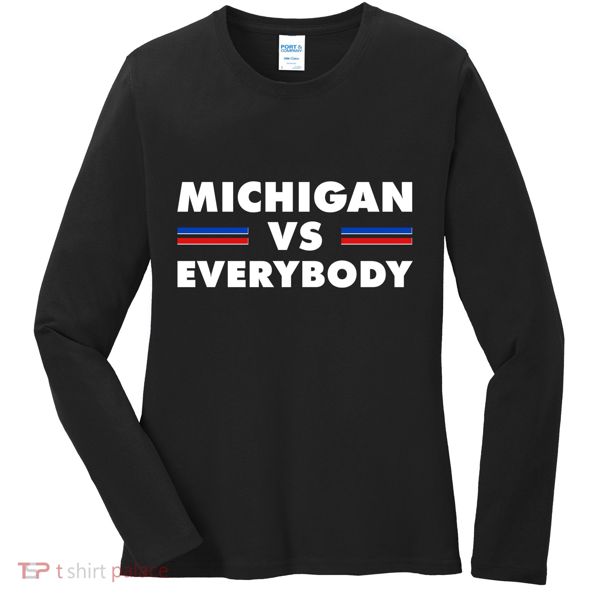 Michigan Vs Everybody Retro Ladies Long Sleeve Shirt