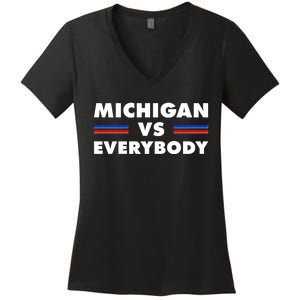 Michigan Vs Everybody Retro Women's V-Neck T-Shirt