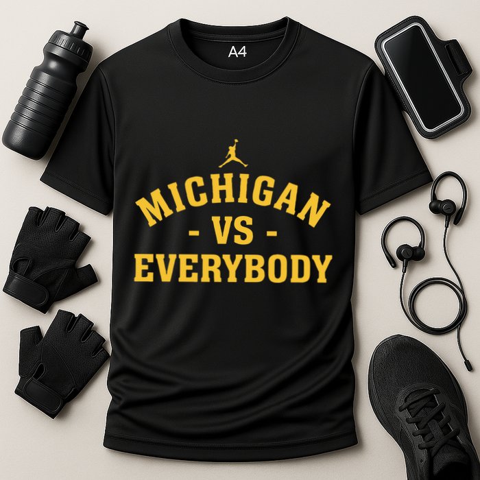 Michigan vs Everyone Everybody Quote Funny Cooling Performance Crew T-Shirt