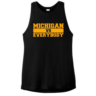 Michigan Versus Everybody Football Sports Fan Ladies PosiCharge Tri-Blend Wicking Tank