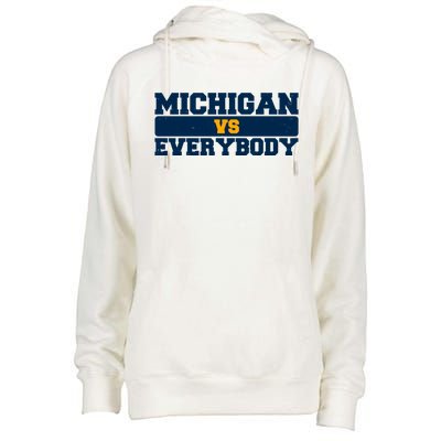 Michigan Versus Everybody Football Sports Fan Womens Funnel Neck Pullover Hood