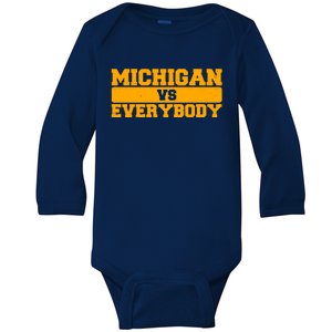 Michigan Versus Everybody Football Sports Fan Baby Long Sleeve Bodysuit