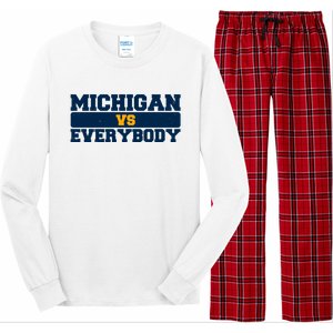 Michigan Versus Everybody Football Sports Fan Long Sleeve Pajama Set