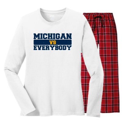 Michigan Versus Everybody Football Sports Fan Women's Long Sleeve Flannel Pajama Set 