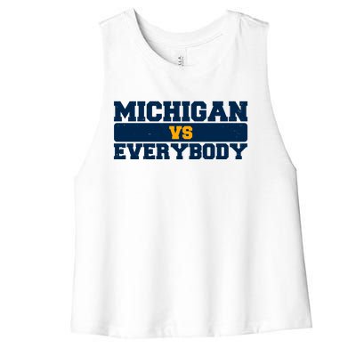 Michigan Versus Everybody Football Sports Fan Women's Racerback Cropped Tank