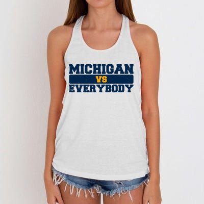 Michigan Versus Everybody Football Sports Fan Women's Knotted Racerback Tank