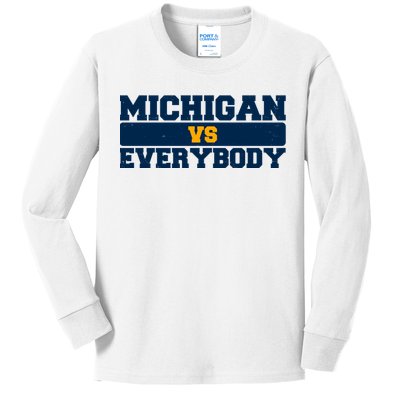 Michigan Versus Everybody Football Sports Fan Kids Long Sleeve Shirt