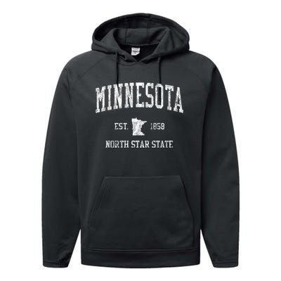 Minnesota Vintage Established Sports Design Performance Fleece Hoodie