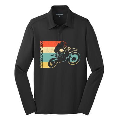 Motocross Vintage Enduro Dirt Bike Motorcycle MX Biker Gift Silk Touch Performance Long Sleeve Polo