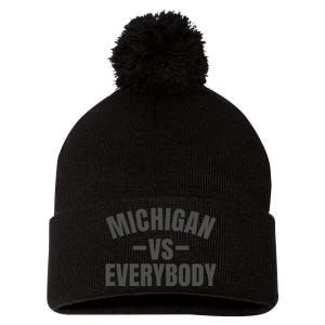 Michigan Verses Everybody Vs Graystyle Pom Pom 12in Knit Beanie