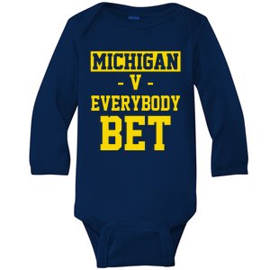 Michigan V Everybody Bet Baby Long Sleeve Bodysuit